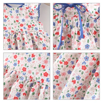 Детска Класически Дрехи с цветен модел, Хубава Плажна рокля с цветове, с дълъг ръкав за момичета, годишна Начална Ежедневни облекла 2021 г., от 1 до 6 години