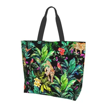 Джунглата Цвят Пътуване Спортни Чанти За Съхранение На Голям Е Размерът На Джунглата Цветя, Листа Леопард