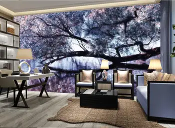 Дневна спалня ТЕЛЕВИЗИЯ фон тапети размер на ролките 3D Пролетта на черешово дърво японски тапети, стенни хартия стенопис 3d