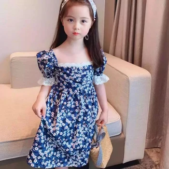дрехи за малките момичета, детски дрехи 2022 г., Лятна рокля с принтом за малки момичета, Скъпа детски дрехи принцеса от 2 до 6 години