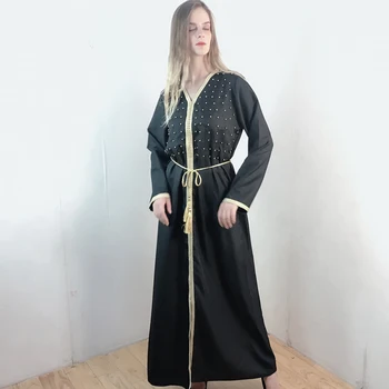 Дубай Абайя Турско Мюсюлманското модно однотонное рокля на ислямското женско Vestidos Musulman De Mode