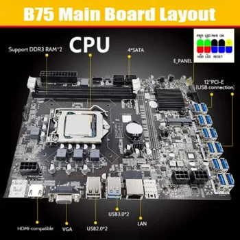 Дънна платка за майнинга B75 БТК с процесор G540 + термопаста + кабел SATA LGA1155 12 бр. към USB MSATA DDR3 дънна Платка B75 USB БТК
