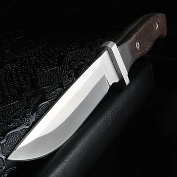 Дървена дръжка многофункционален походный нож с Висока твърдост на джунглата приключение нож Открит нож с фиксирано острие
