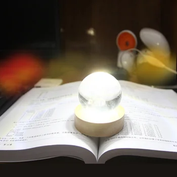 Дървена Занаятчийски Подарък Кристална Топка Украшение 3D Малка Нощна Лампа Светещ Основа С Детски Нощна Светлина Led Изход Украса на Масата