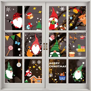 Дядо Коледа Дърпа Влак Коледна Стикер на Стената за Стъклени Прозорци Декорация на Дома, Стенни Стикери, Тапети Коледни Етикети