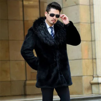 Есен черно яке от изкуствена норка, мъжки зимни утепленная топла кожа кожено яке, мъжки тънки якета jaqueta de couro, мода B59