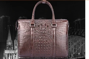 естествена крокодилска кожа кожен портфейл мъжки чанти за лаптоп, луксозна кожа на крокодил мъжка бизнес чанта