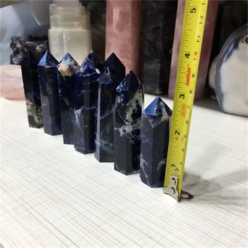Естествени лечебни камъни син содалит обелиски кула кристални пръчици точка за украса