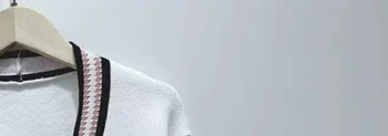 Жена Пуловер Райе С V-образно деколте, Елегантен Дизайн, с Дълъг Ръкав, Однобортный Женски Вязаный Жилетка с Джобове