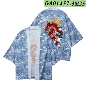 Жените и Мъжете Извънгабаритни Harajuku Кимоно Cosplay Върховете Блуза Юката Облекло Плюс Размер 6XL 5XL Дракони Вълна Свободен Японски Жилетка