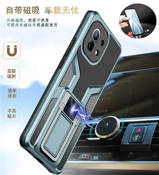 За Xiaomi Mi 11 Калъф Броня Устойчив На Удари Калъф Поставка Притежател На Автомобил На Пръста Си Пръстен, Защитен Калъф За Xiaomi Mi 11 Калъф За Телефон Седалките
