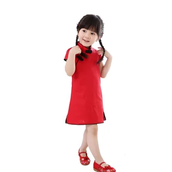 За малки Момичета 2020 Китайското рокля чонсам Памук ципао традиционните Летни Рокли Детски Празнични Подаръци фестивал облекло vestidos