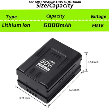Замяна на Батерията 80V 6000Ah за Greenworks 80V Max Литиево-Йонна батерия GBA80200 GBA80250 GBA80400 GBA80500