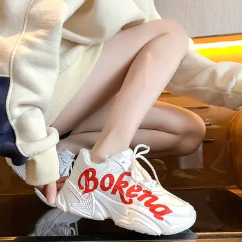 Зима Плюс Кадифе Удебеляване на Жените корейската версия на дивата Старите обувки с дебела подметка Дамски спортни бели обувки Ins