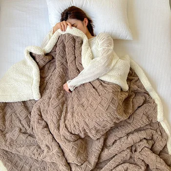 Зимата утолщенное одеяло от вълна от овце, градините или коралово фланелевое одеало за диван, офис шал, одеяло за кондициониране на въздуха