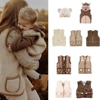 Зимно палто за момичета 2022, Есенно-зимна Нова Детски дрехи, Вълнена жилетка, Топло яке за малки момчета, детски сгъсти кожа