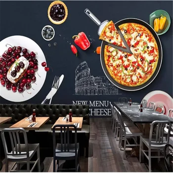 Изработена по поръчка Ръчно Корея, Гурме ресторант Пицария храна фон Индустриален Декор на Стената Тапет