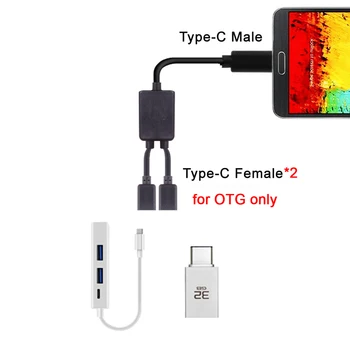 Кабел-хъб Chenyang Type-C с два порта USB-C За преносими КОМПЮТЪР, мишка и usb флаш-диск