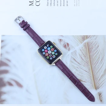 Каишка за часовник от естествена кожа За Apple Watch 4 3 2 1 starp за iwatch 5 Малки колан каишка с бамбуковым модел 38/40 44/42 мм гривна