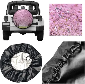 Калъф за резервна гума Универсален Калъф За Гуми Розов цвят Череша Гори Калъф За автомобилни гуми на Колелото Защита от Атмосферни влияния и прах UV Су