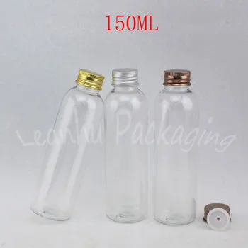 Капачка на винт с прозрачна пластмасова бутилка 150ML алуминиева, контейнер козметика 150CC празен козметични, течни пяна на вана/шампоан Sub-bottling