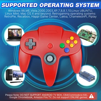 Класически Контролер N64, N64 Бита USB Жична Игри Джойстик геймпад Контролер за Windows PC, MAC, Linux Raspberry Pi 4 Sega Genesis Хиган