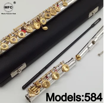 Клуб на Любителите на музика Флейта 584 Гравиране на Ключове за Ръчна Работа с Позлатени Флейта B Краче Отворени Дупки 17 Златни Ключа