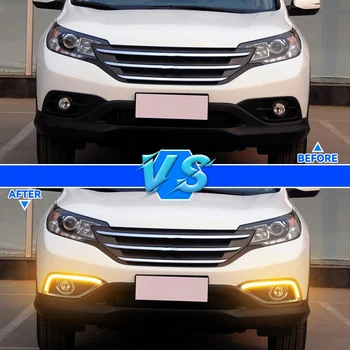 Колата Дооснащение LED Дневни Светлини Предна Броня Фарове за мъгла и Дневни Светлини За Honda CRV 2012-