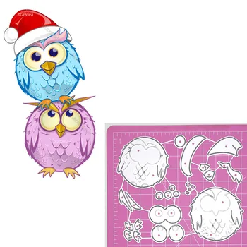Коледни Сови Двойка Режещи Удари Честита Нова Година На Животни, Птици Кукла Метални Шаблони За Изрязване Картичка Занаят Декор