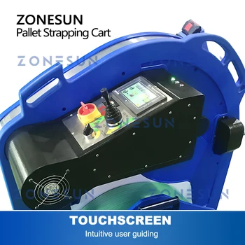 Количка за връзване на палети ZONESUN Без Огъване на Лентата от Полипропилен / PET, Литиева Акумулаторна Батерия, Опаковъчна Машина за Стоки ZS-PSC1