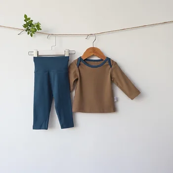 Комплект детски дрехи, пролетно-есенни Панталони в контрастен Цвят, с дълъг ръкав, Детски Костюм за Новородени Момчета и момичета, Дрехи от 0 до 1 година