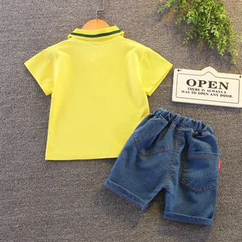 Комплекти за Модни дрехи за малки момчета, Лятна Детска Тениска с Ревера във формата на Крава с хубав Модел 2021 година + дънкови Шорти, Ежедневни Дрехи за малките момичета