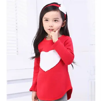 комплекти за студентски момичета, червен топ с Лък и Принтом във формата на Сърце, Сладък Детски Текстилен Костюми, Облекла За момичета, пуловер, риза + Панталон, Високо качество