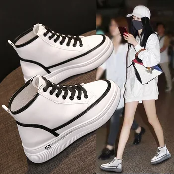 Корейската версия на бели женски обувки в дебела подметка, есен 2021, Нова спортна мода ежедневни обувки на платформа, за да е подходяща по цвят