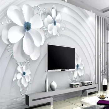 Красиви и свежи триизмерни цветя, 3d TV фон стенни живопис