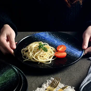 Креативна чиния, ледена пукнатина, керамична плоча с изображение на звездното небе, ретро плоска чиния японската кухня, битова чиния пържола, чиния за суши