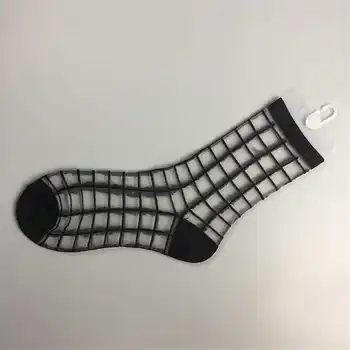 Летни дамски игри с карти чорапи, чорапи от копринени буби, прозрачни кристални Чорапи, Черно-бели стъклени чорапи