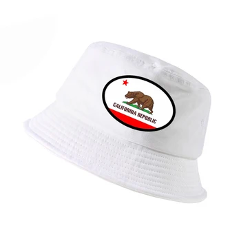 Лятна Мода Мъжка Шапка с Принтом Хартата Калифорния, САЩ, Лятна Панама, Калифорния Мечка, плоски шапки, панама, рибарски шапки