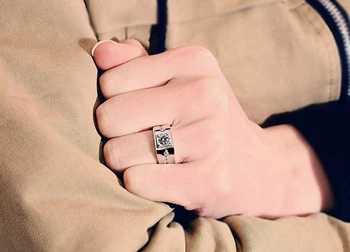 Мода Solitaire мъжки пръстен от сребро 925 Проба 0.5 ct Диамант за Годежен Пръстен Ангажимент Пръстени за мъже, Луксозни Вечерни Бижута