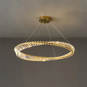 Модерен Блясък LED Луксозен Кристален Лампа Кръглата Таванна Полилей Подвесная Лампа Дневна Спалня окачена лампа