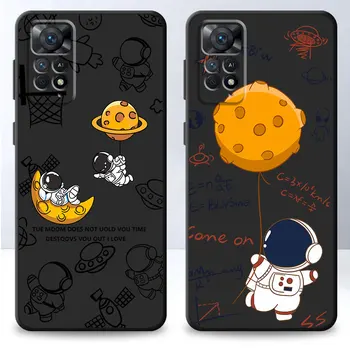 Модерен Калъф за мобилен телефон с Космонавт на планетата Земя за Xiaomi Redmi Note 7 10S 11S 9 8 11T 10 Lite 9S 8T 11 Pro 4G, Черна чанта от TPU