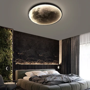 Модерен Лунен монтиран на стената Лампа LED Стенни Рисувани Стенни Аплици, Фенери Фон Стенен Декор, Осветление на Спалня за Дневна Светлина Нощни Лампи