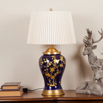 Модерна медни керамична настолна лампа дневна спалня кабинет декоративна керамична декоративна настолна лампа