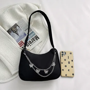 Модни Дамски Обикновена Чанта На рамото си с Верига-Пеперуда, Ежедневни Универсална чанта Под Мишката, Елегантни Дамски Малки Чанти, в Чантата