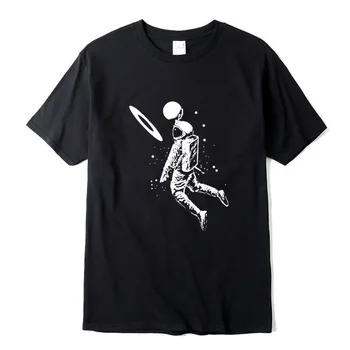 Мъжка Тениска От Памук С Къс Ръкав, Забавна Мъжка Тениска с Принтом на Луната Астронавти, Ежедневни Свободна Мъжка Тениска С Кръгло деколте, Мъжки t-shirt Тениска