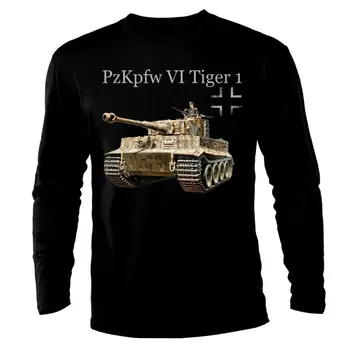Мъжка Тениска с Дълъг ръкав Панцер 6 Tiger 1 Танкова Armure WW2 Army War Wehrmacht