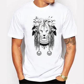 Мъжки Блузи 2021, Лятна мъжка тениска с изображение на Лъв Корона, 3D, Бяла, Модна Тениска с домашен любимец принтом, Мъжки Ежедневни Тениска с къс ръкав, Homme 3XL