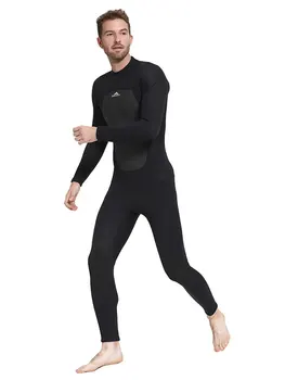 Мъжки водолазен костюм от неопрен с дебелина 3 мм за гмуркане, Гмуркане, Сърфиране в мъжки размери, Костюми за гмуркане с пълен корпус, Цип отзад, Черен/Сив