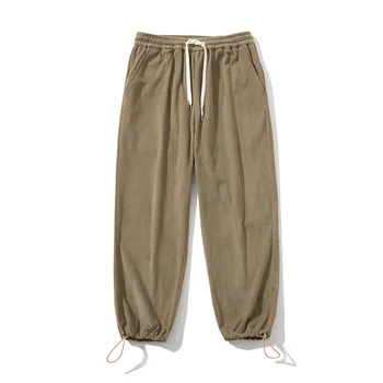 Мъжки панталони са с Фенерче, свободна штанина, завязанная на високо улицата, Обикновена Фланелен мъжки панталони, спортна Градинска дрехи за почивка, Цена
