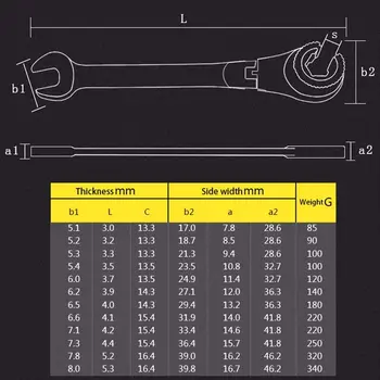 Набор от комбинирани гаечных ключове с механизма на палеца с фиксирана глава, 72 съоръжения от хромованадиевой стомана CR-V, 13 бр., Metric 8-32 мм
